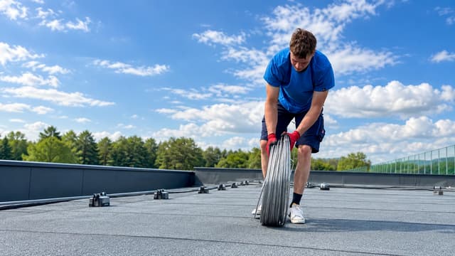 Elektrikář při práci na elektroinstalaci